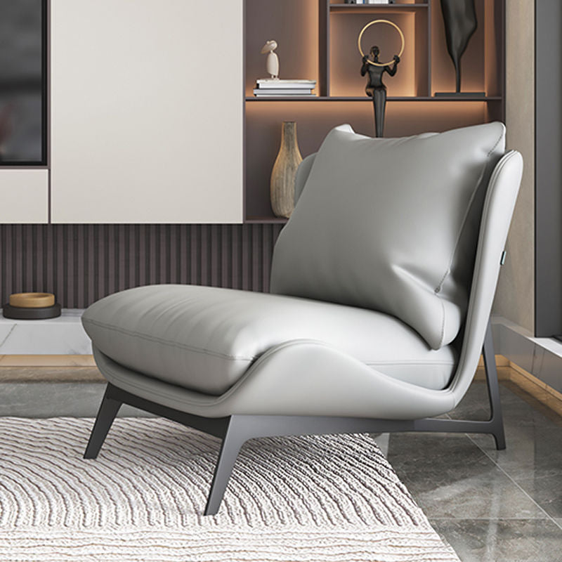 Contemporary Scandinavian Microfiber Leather Velvet Cotton Latex Carbon Steel Square Accent Chair Backrest Footrest For Living Room
