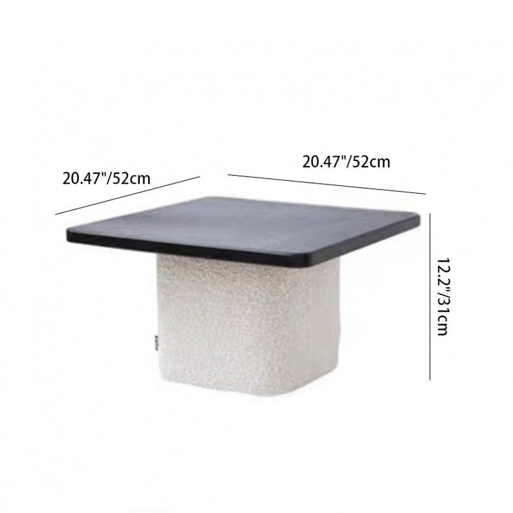 Conjunto de mesa de centro y sillas tatami cuadradas japonesas tradicionales de tela sherpa blanca y madera de pino Toon para sala de estar 
