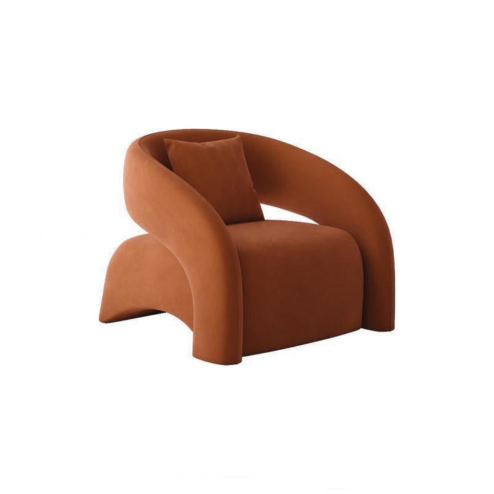 Modern Luxury Curved Square Leather Sherpa Fabric Wood Accent Chair Backrest Arm For Living Room