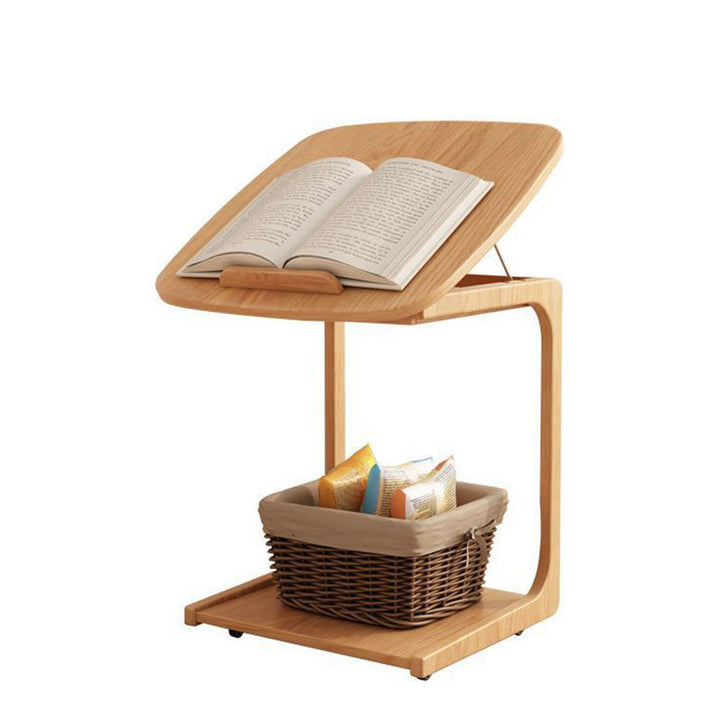 Zeitgenössischer japanischer quadratischer runder Glas-Holz-Beistelltisch 2-stufig für das Wohnzimmer 