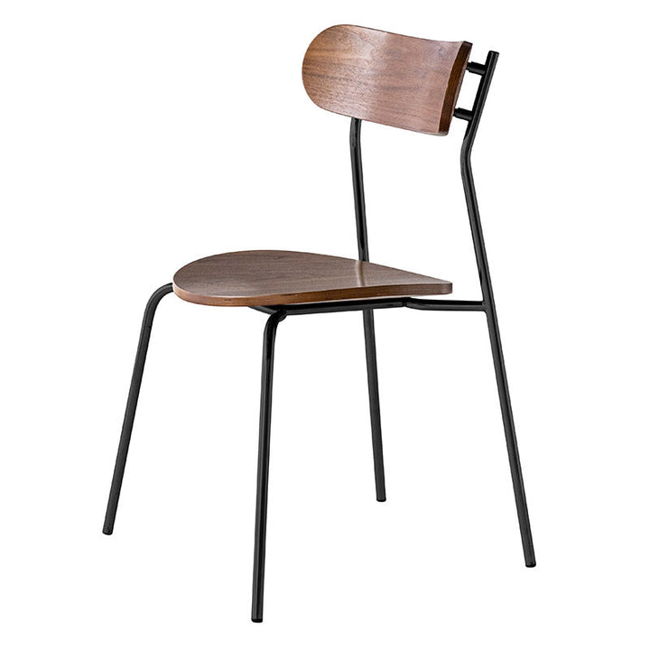 Moderner minimalistischer geschwungener runder Massivholz-Eisen-Kunststoff-Esszimmerstuhl Rückenlehne ohne Armlehnen für Esszimmer 