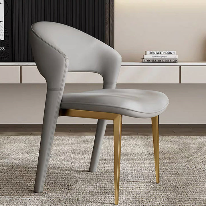 Moderne Luxus Kurve Quadrat Mikrofaser Leder Metall Esszimmerstuhl Rückenlehne Ohne Armlehnen Für Esszimmer 