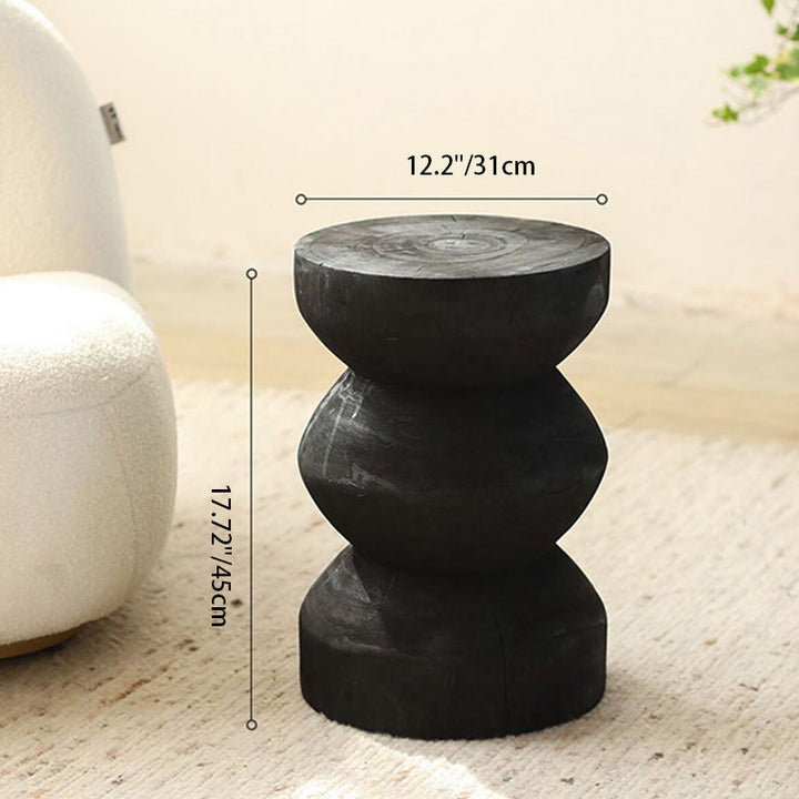 Traditional Vintage Round Column Wood End Table For Bedside