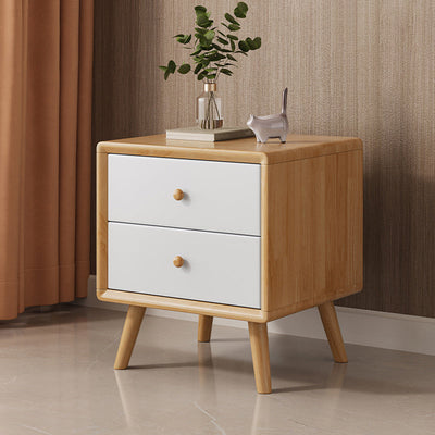 Table de chevet moderne minimaliste en bois massif de caoutchouc avec 1/2 tiroir pour chambre 