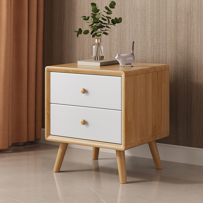 Table de chevet moderne minimaliste en bois massif de caoutchouc avec 1/2 tiroir pour chambre 