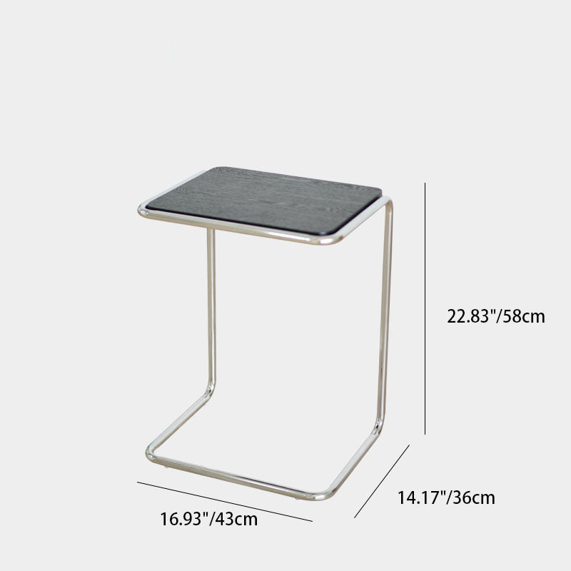 Moderner minimalistischer quadratischer Beistelltisch aus Holz und Edelstahl, 1-stufig, für das Wohnzimmer 