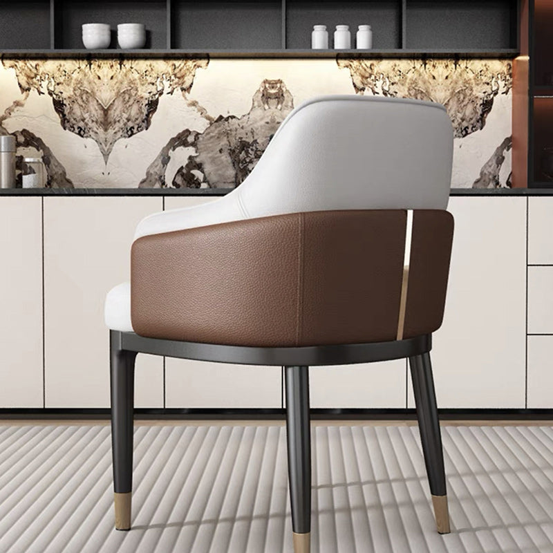 Moderner Luxus quadratisch gebogener Kunstleder-Metallstuhl Rückenlehne ohne Armlehnen für Esszimmer 