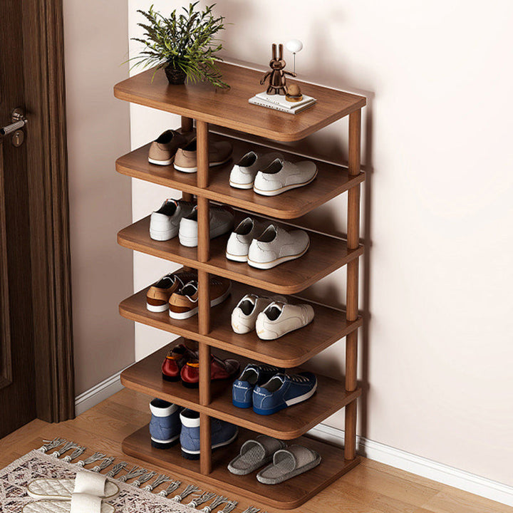 Moderner minimalistischer rechteckiger Zylinder PVC Holz Schuhablage 6/7 Ebenen für Eingangsbereiche 