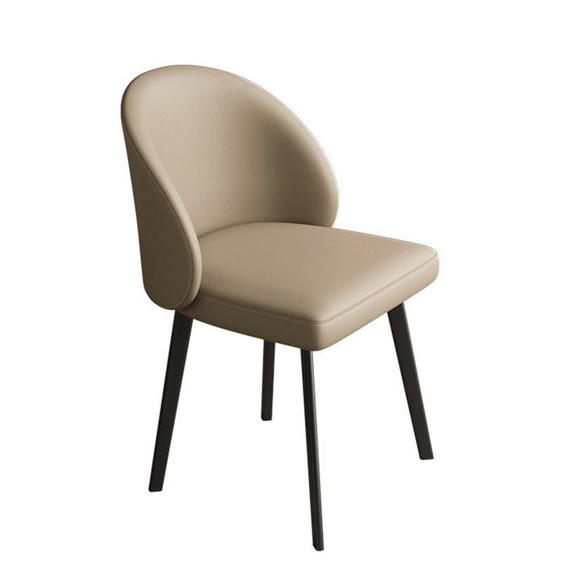 Modern Minimalist Microfiber Leather Plywood Carbon Steel Sponge Square Elliptical Curved Dining Chair Backrest For Dining Room