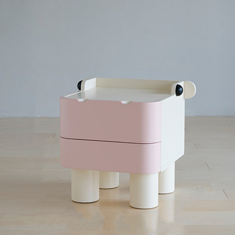Table de nuit en bois pour enfants nordiques contemporains carrés cubiques Hippo à 2 tiroirs pour chevet 