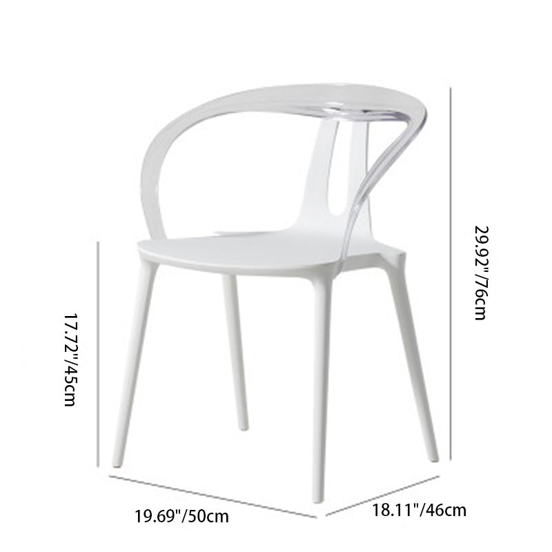 Moderner minimalistischer Kurvenrahmen Kunststoff-Esszimmerstuhl Rückenlehne Armlehne für Esszimmer 