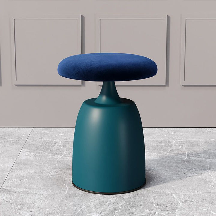 Tabouret de coiffeuse moderne minimaliste rond en tissu et métal pour chambre 