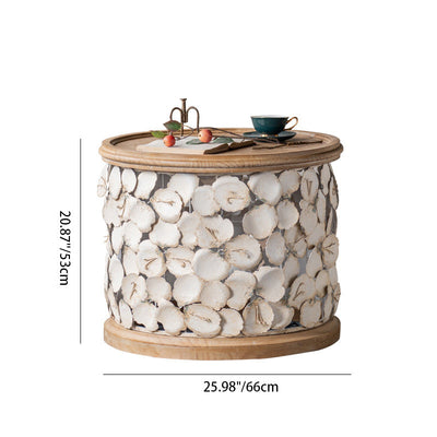 Moderner Art Deco runder Blütenblätter Holz-Eisen-Couchtisch 1-stufig für das Wohnzimmer 