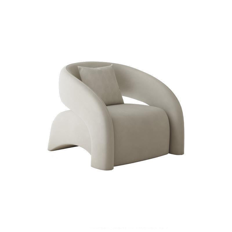 Modern Luxury Curved Square Leather Sherpa Fabric Wood Accent Chair Backrest Arm For Living Room