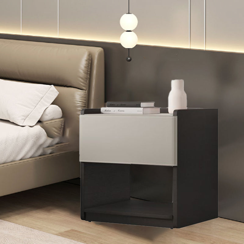 Table de bout en bois rectangulaire européen traditionnel avec tiroir en cuir 1 pour salon 