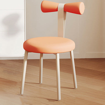 Tabouret de coiffeuse sans dossier en tissu rond crème Art Déco moderne en fer pour chambre 