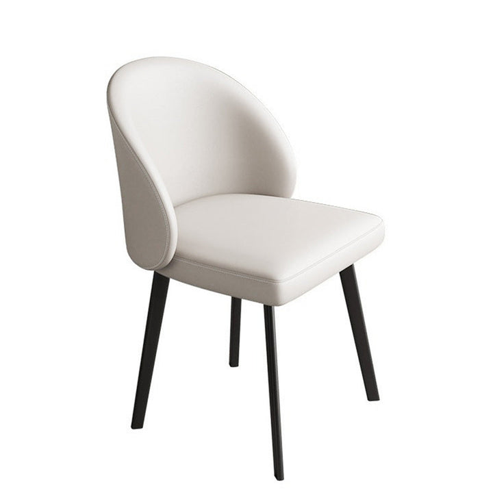 Modern Minimalist Microfiber Leather Plywood Carbon Steel Sponge Square Elliptical Curved Dining Chair Backrest For Dining Room
