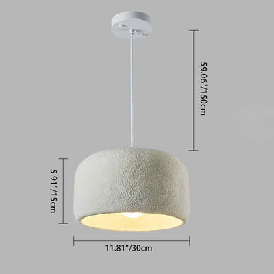 Modern Minimalist Cylindrical Round Resin Glass 1-Light Pendant Light For Dining Room