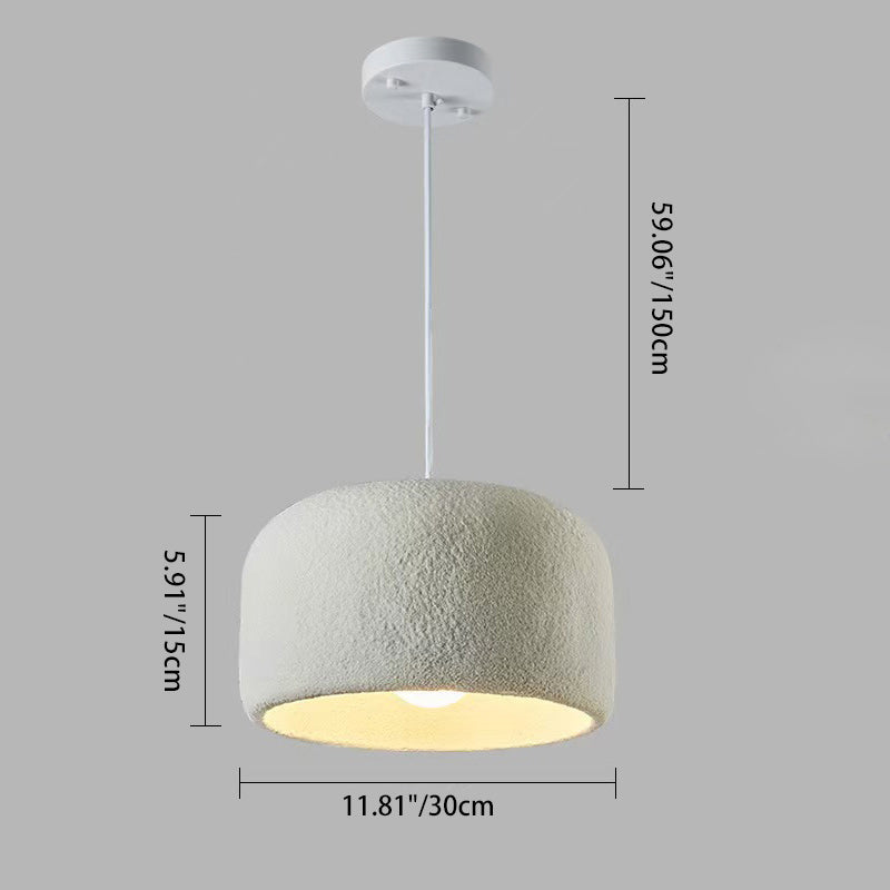 Modern Minimalist Cylindrical Round Resin Glass 1-Light Pendant Light For Dining Room