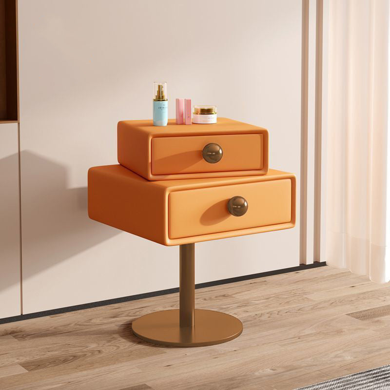 Table de nuit contemporaine créative carrée orb rotative empilable en bois et acier à 2 tiroirs pour chambre 