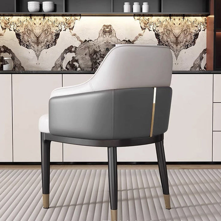 Moderner Luxus quadratisch gebogener Kunstleder-Metallstuhl Rückenlehne ohne Armlehnen für Esszimmer 
