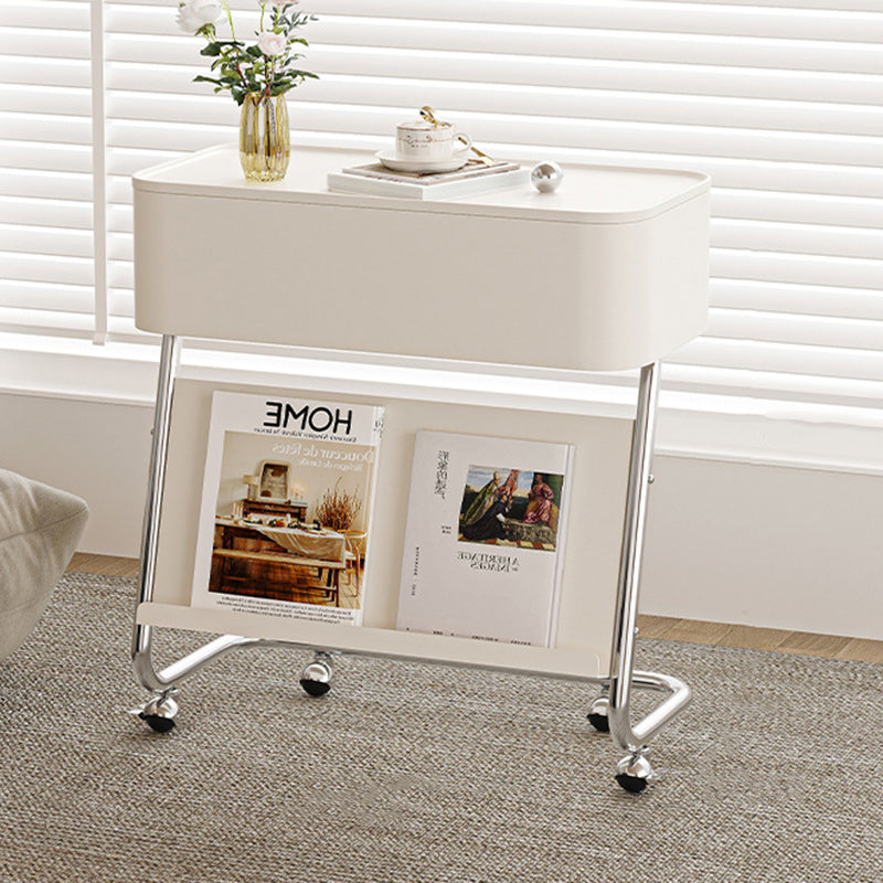 Contemporary Simplicity Rectangular Stainless Steel Side Table 1-Drawer For Living Room