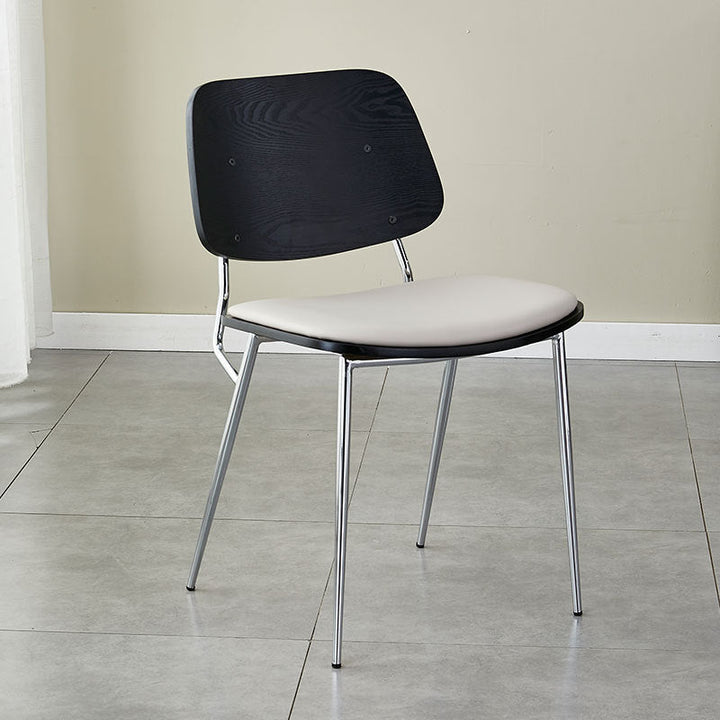 Chaise de salle à manger contemporaine scandinave en cuir PU carré avec dossier en métal sans accoudoirs pour salle à manger 