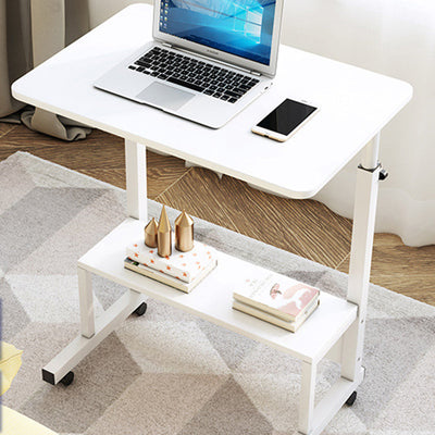 Table d'appoint rectangulaire en bois et acier minimaliste moderne à 2 niveaux pour étude 