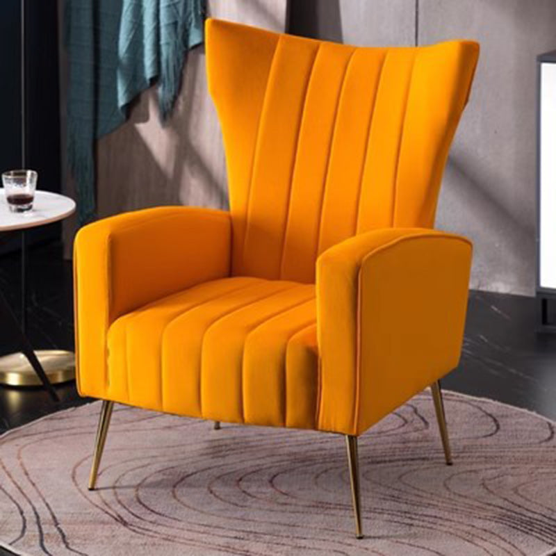 Moderner Luxus Trapezförmiger Quadratischer Samt Holz Edelstahl Akzentstuhl Rückenlehne Arm Für Wohnzimmer 
