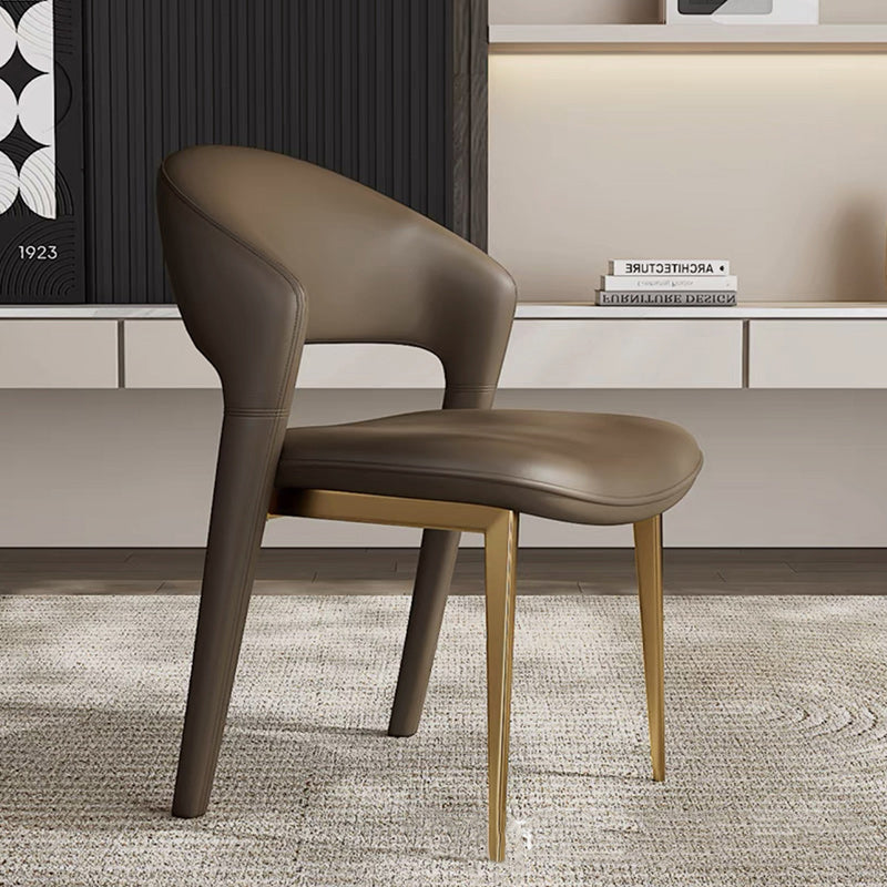 Moderne Luxus Kurve Quadrat Mikrofaser Leder Metall Esszimmerstuhl Rückenlehne Ohne Armlehnen Für Esszimmer 