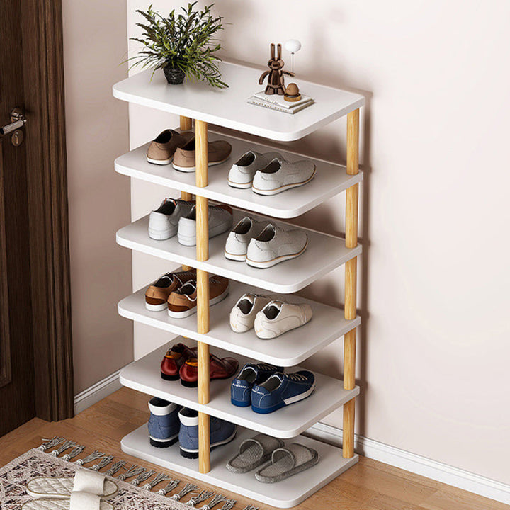 Moderner minimalistischer rechteckiger Zylinder PVC Holz Schuhablage 6/7 Ebenen für Eingangsbereiche 