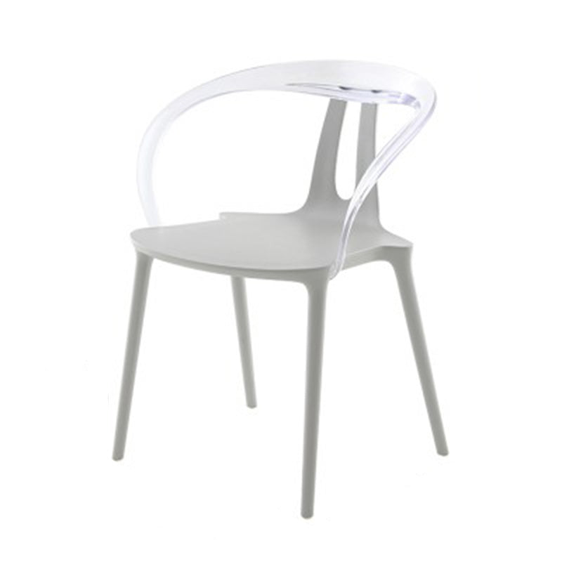 Moderner minimalistischer Kurvenrahmen Kunststoff-Esszimmerstuhl Rückenlehne Armlehne für Esszimmer 