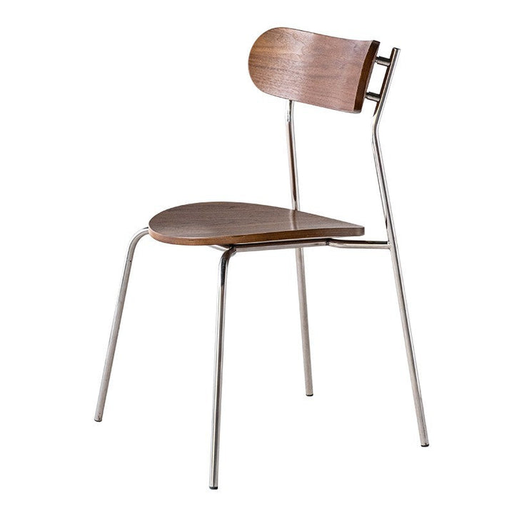 Moderner minimalistischer geschwungener runder Massivholz-Eisen-Kunststoff-Esszimmerstuhl Rückenlehne ohne Armlehnen für Esszimmer 