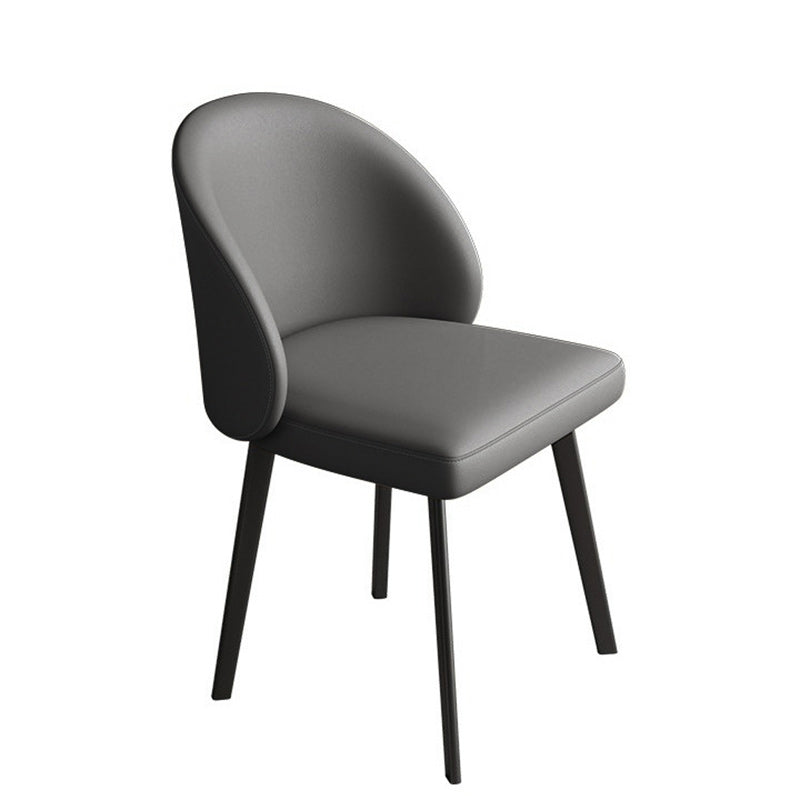 Modern Minimalist Microfiber Leather Plywood Carbon Steel Sponge Square Elliptical Curved Dining Chair Backrest For Dining Room