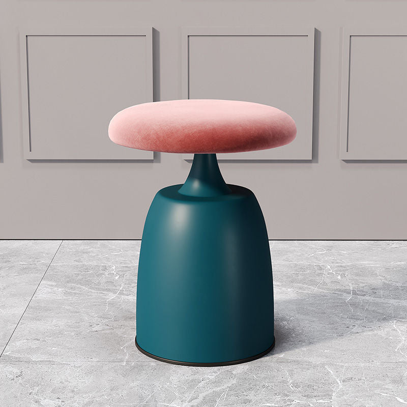Tabouret de coiffeuse moderne minimaliste rond en tissu et métal pour chambre 