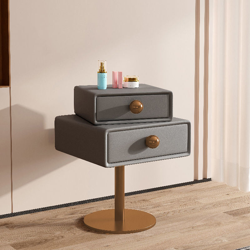Table de nuit contemporaine créative carrée orb rotative empilable en bois et acier à 2 tiroirs pour chambre 
