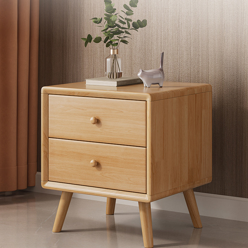 Table de chevet moderne minimaliste en bois massif de caoutchouc avec 1/2 tiroir pour chambre 
