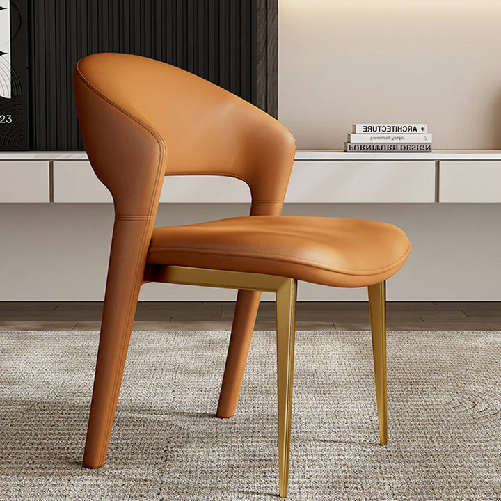Moderne Luxus Kurve Quadrat Mikrofaser Leder Metall Esszimmerstuhl Rückenlehne Ohne Armlehnen Für Esszimmer 