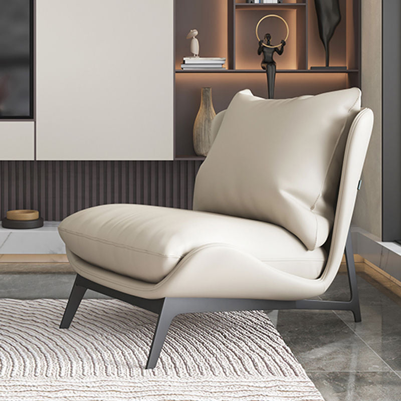 Contemporary Scandinavian Microfiber Leather Velvet Cotton Latex Carbon Steel Square Accent Chair Backrest Footrest For Living Room