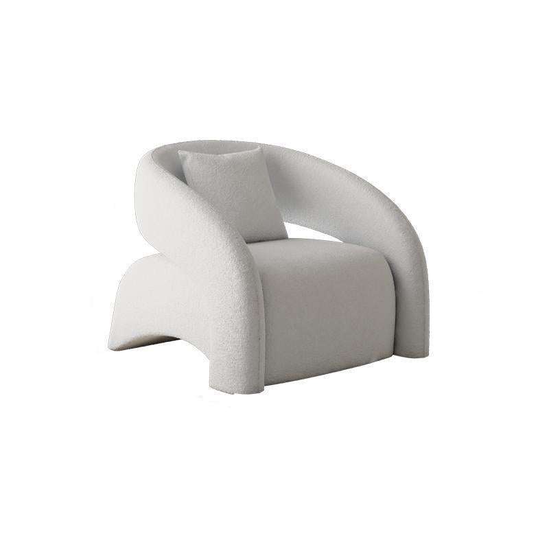Modern Luxury Curved Square Leather Sherpa Fabric Wood Accent Chair Backrest Arm For Living Room