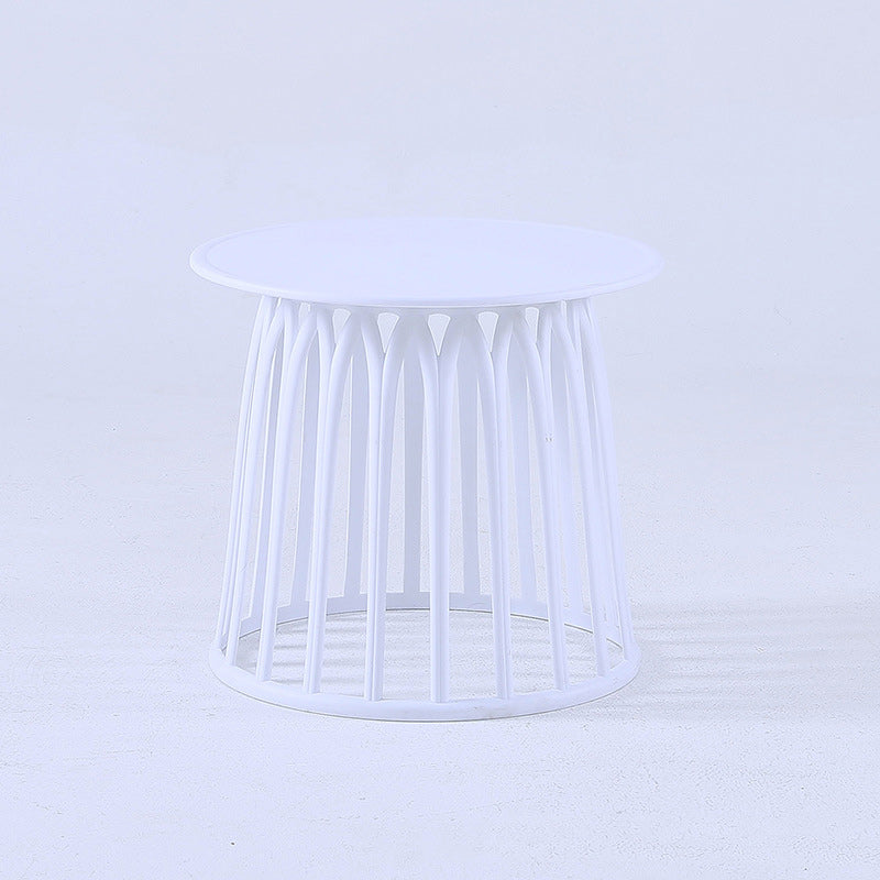 Contemporary Scandinavian Round Skeleton Column PP Side Table 1-Tier For Living Room