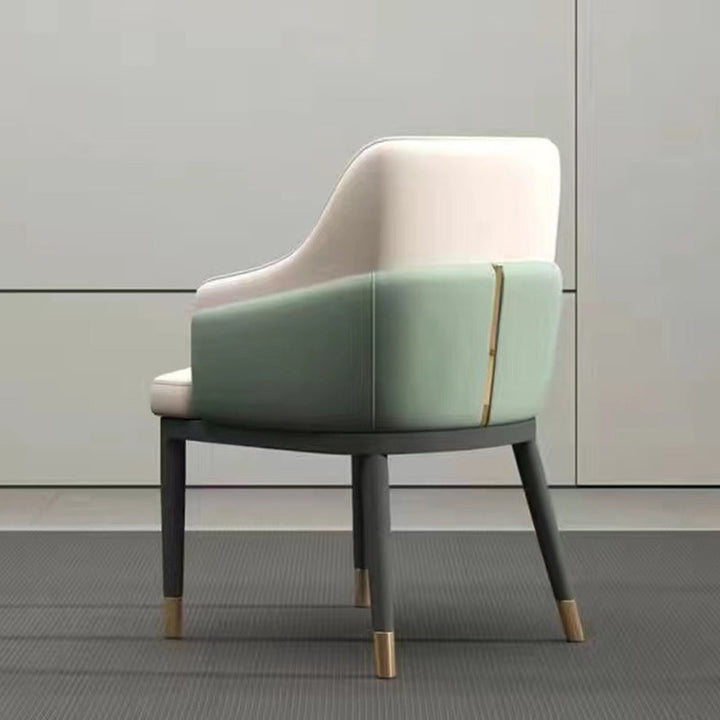Moderner Luxus quadratisch gebogener Kunstleder-Metallstuhl Rückenlehne ohne Armlehnen für Esszimmer 
