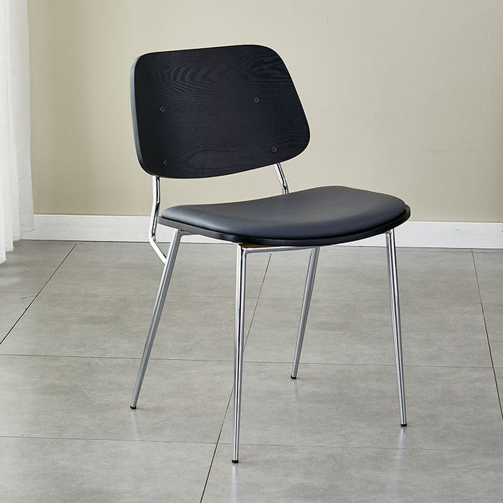 Chaise de salle à manger contemporaine scandinave en cuir PU carré avec dossier en métal sans accoudoirs pour salle à manger 
