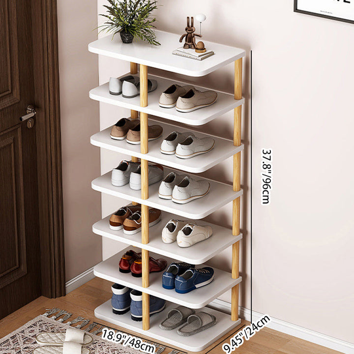 Moderner minimalistischer rechteckiger Zylinder PVC Holz Schuhablage 6/7 Ebenen für Eingangsbereiche 