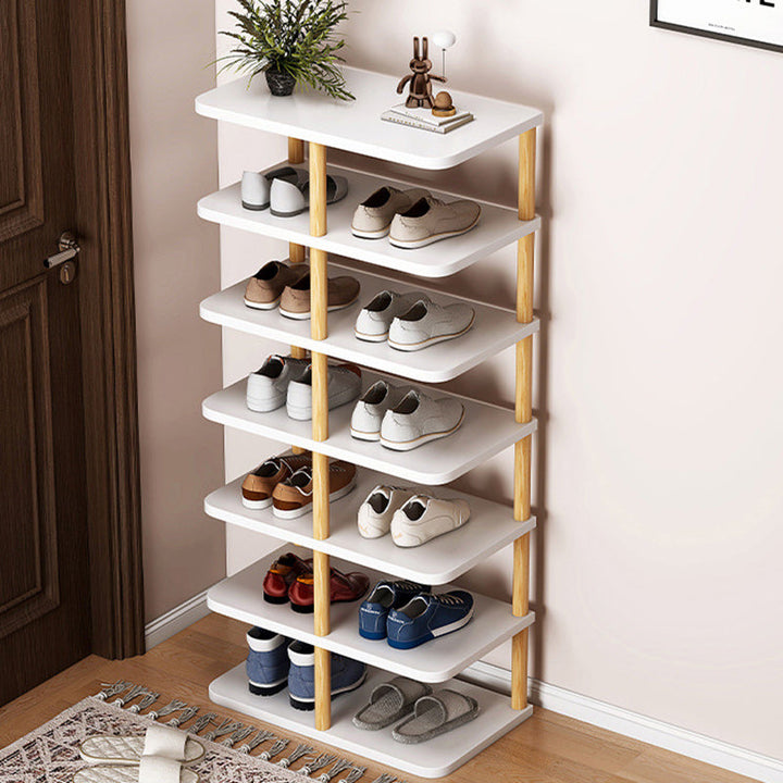 Moderner minimalistischer rechteckiger Zylinder PVC Holz Schuhablage 6/7 Ebenen für Eingangsbereiche 