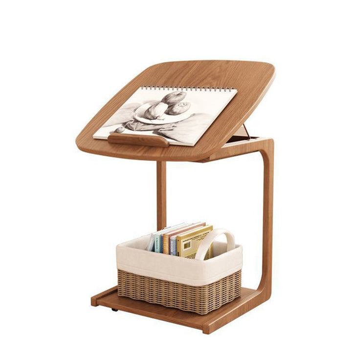 Zeitgenössischer japanischer quadratischer runder Glas-Holz-Beistelltisch 2-stufig für das Wohnzimmer 
