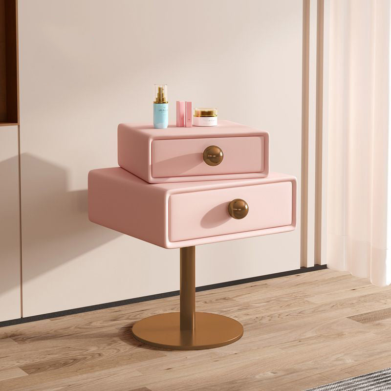 Table de nuit contemporaine créative carrée orb rotative empilable en bois et acier à 2 tiroirs pour chambre 