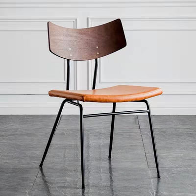 Chaise de salle à manger industrielle contemporaine en cuir PU carré incurvé avec dossier sans accoudoirs pour salle à manger 