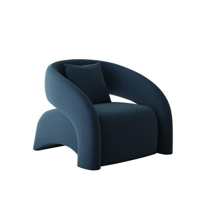 Modern Luxury Curved Square Leather Sherpa Fabric Wood Accent Chair Backrest Arm For Living Room