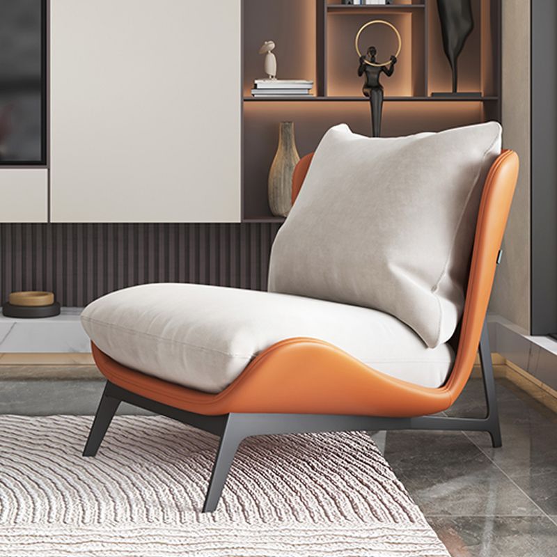 Contemporary Scandinavian Microfiber Leather Velvet Cotton Latex Carbon Steel Square Accent Chair Backrest Footrest For Living Room